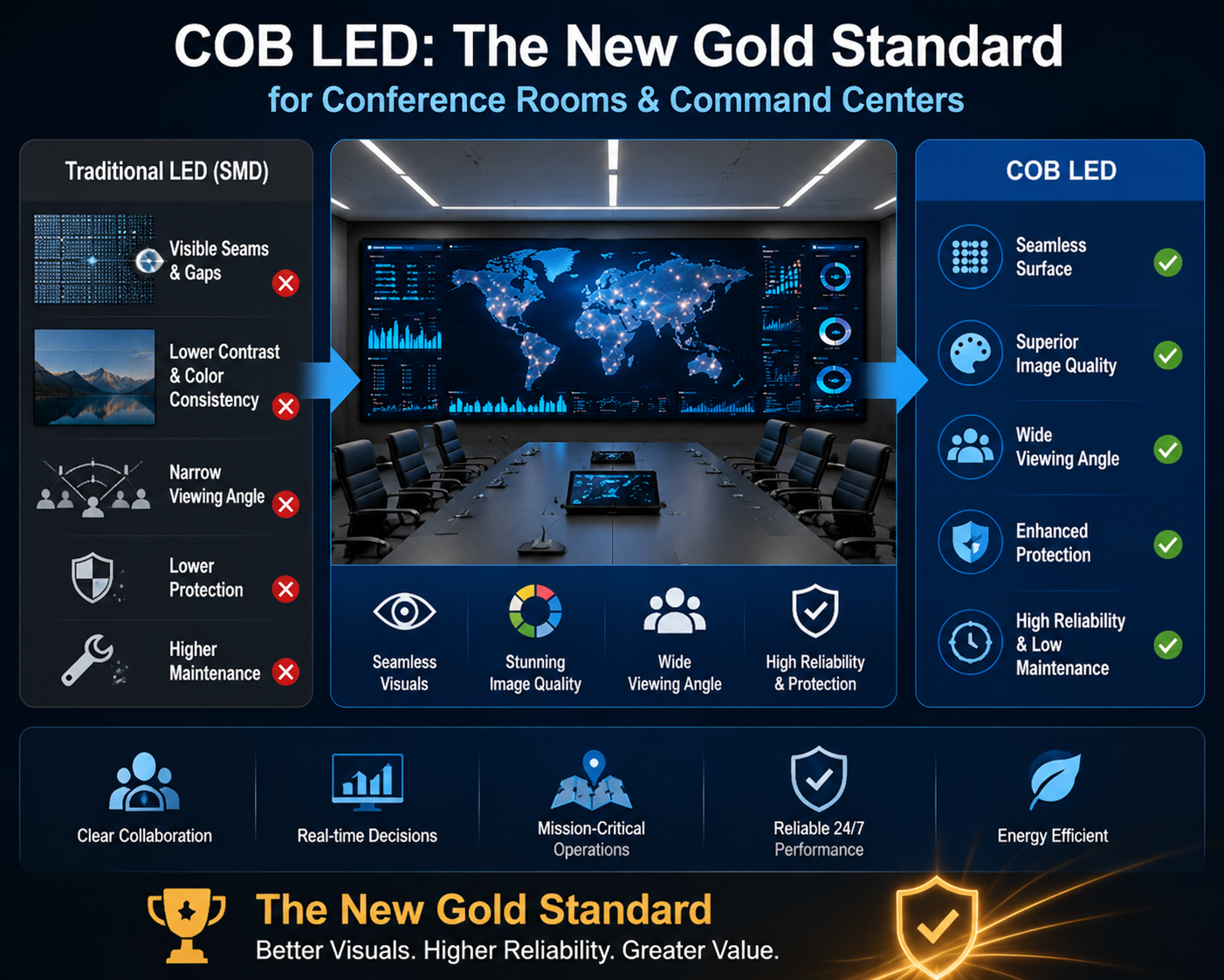 Why COB LED is the New Gold Standard for Conference Rooms & Command Centers